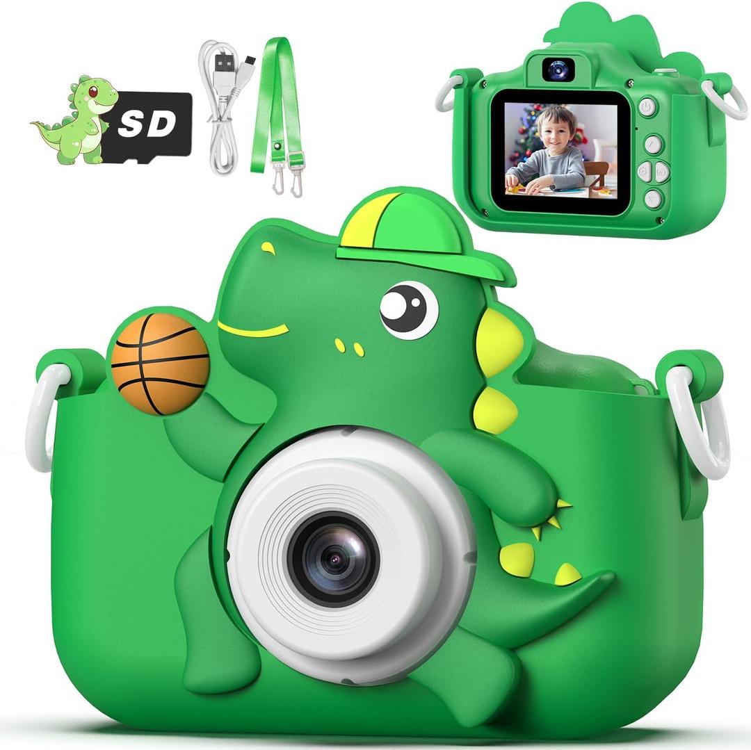 Kids Camera Toy, masterbee Dinosaur Toys Camera for Kid Age 3-12, Christmas/Birthday Gifts for Boys and Girls, 1080P HD Kids Digital Camera, Children Camera Gift for 3 4 5 6 7 8 9 10 11 12 Year Old (Green)