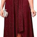 ZOMVA Plus Size 1X-4X Sparkly Glitter Formal Maxi A Line Dress Sparkle Wrap Ruffle Sleeve Prom Dresses Cocktail Evening Gown, XL