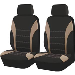 ZIMISI 2PCS Car Front Seat Covers, Comfortable Breathable Automotive Seat Covers with Removable Headrest Cover, Sporty Car Seat Protector Cushion for Cars, Trucks, SUVs (Beige)