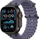 Upgraded Ocean Band Compatible with Apple Watch Ultra 3/2/1 49mm, S11/S10 46mm, 9/8/7 45mm, SE3/SE2/SE/6/5/4 44mm, 3/2/1 42mm, Metal Connector Breathable Sport Watch Strap for Men Women (Regular, Black/Mist Purple)