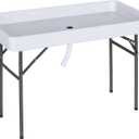 Outsunny 4FT Portable Folding Fish Fillet Cleaning Table Camping Picnic Ice Party Desk with Sink
