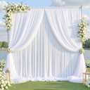 White Tulle Backdrop Curtain for Parties Wedding,5ft x 10ft Wrinkle Free Curtain Backdrop,2 Layer Drapes for Backdrop,Polyester Wedding Back Drop for Bridal Shower Birthday Baby Shower Photography