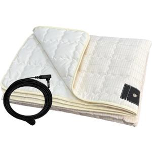 MINPWNP Grounding Mat for Bed, Grounding Cotton Pad Earth Mat with Silver Fiber for Stress Relief & Sleep Improvement 34.2"x50" Beige