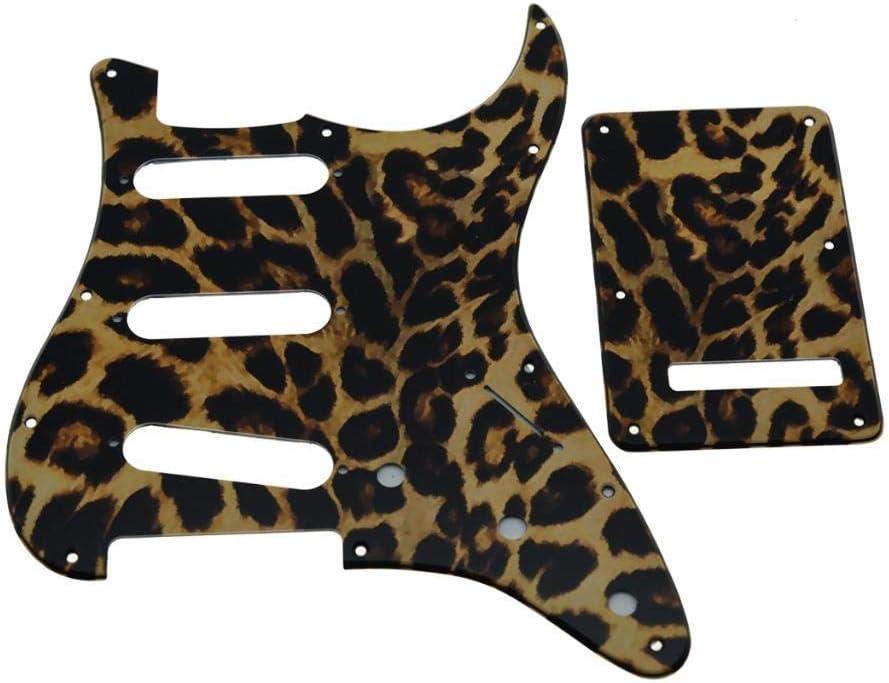 KAISH 11 Hole 3D Printed Strat Style SSS Plastic Pickguard ST Back Plate Tremolo Trem Cover for Stratocaster/Strat Made in USA/Mexico Leopard Stripe