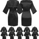 12 Pcs One Size Womens Short Satin Robes Lightweight Silky Wedding Bridal Party Bride Bridesmaid Bathrobes