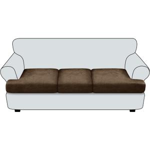 Leather Look Couch Cushion Covers - Sets of 3 Sofa Cushion Slipcovers (Dark Brown)