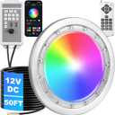 Led Pool Lights for Inground Pool, 12v Pool Light with 50FT Cord, 60W 10 Inch Led Pool Light with Controller, Remote and APP Control, Suitable for Most 10 Inch Wet Niche, IP68