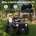 2 Seater Ride on Car for Kids, 24V Ride on Toy, Fast 4.97MPH Truck, 4WD Kids Electric Vehicles with Remote Control, Spring Suspension, Front & Behind LED Lights, Dual Storage, 3 Speeds, Music, Black, 31.1 inches x 48.43 inches x 32.56 inches