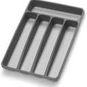 Silverware Organizer Utenisl Organizer Holder Kitchen Drawer Organizer Plastic Silverware Tray for Drawer Flatware Organizer 5 Compartment Black