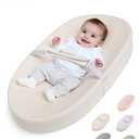 COMOMY Baby Changing Pad with Wipeable & Waterproof PU Cover, Contoured Diaper Changing Pad for Dresser with Non-Slip Safety Belt, Portable and Lightweight, Large Cushioned Foam, Beige