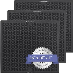 Air Scrubber Active Carbon Filters Compatible with BlueDri, VEVOR and Dri-Eaz Air Purifier, for Drieaz HEPA500 16'' x 16'' x 1'' inches（3 Pack）