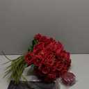Red Roses Artificial Flowers Bulk, 52Pcs Fake Roses Flower Arrangement, DIY Silk Flowers Roses Bouquet, Realistic Faux Artificial Roses for Mother's Day Home Table Decor