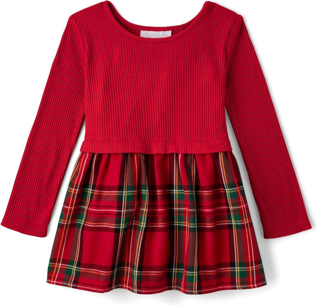 The Children's Place Baby Girls' Plaid Flannel Woven Tiered Dress (3T)