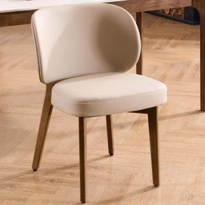 YOUNUOKE Upholstered Dining Chair, Modern PU Leather Dining Room Chair with Wood Legs, Widen Backrest Comfy Armless Side Kitchen Chairs, Khaki (Single Pack), 23.23 inches x 21.65 inches x 31.5 inches
