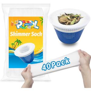 40-Pack Pool Skimmer Socks, Ultra Fine Mesh Screen Skimmer Filter Socks Swimming Pool Skimmer Basket Sock Pool Cleaning Filter Socks Cleans Debris and Leaves for In-Ground or Above Ground Pools