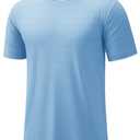 TACVASEN Running Shirts for Men Lightweight Quick Dry Short Sleeve Athletic Tops Cooling Breathable Gym Sport T-Shirt Sky Blue 2XL (Blue, XXL)