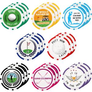 Sosation 24 Pcs Personalized Golf Ball Marker Funny Poker Chip Ball Marker Set 1.57 Inches Poker Chip Christmas Gifts Collection for Men Womens Golf Accessories, 8 Styles, ABS, Classic