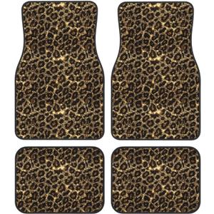 Generic Car Foot Mat Sparkling Leopard Non-Slip Carpet Mats for Cars & Trucks,Decorative Front & Rear Vehicle Foot Rugs,4-Piece Car Floor Mat Set