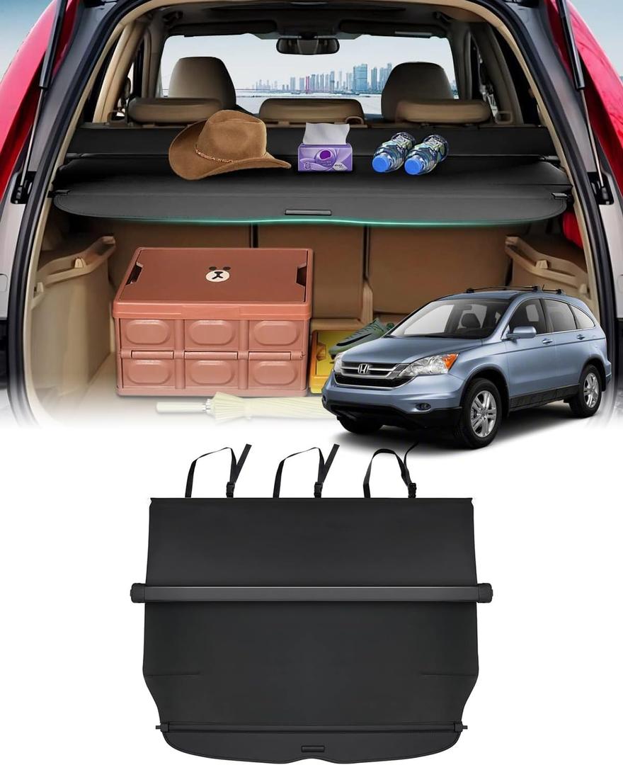 Powerty Cargo Cover for Honda CRV 2007-2010 2011 Retractable Trunk Cover Trunk Shielding Shade for CRV Accessories Cargo Luggage Cover No Gap