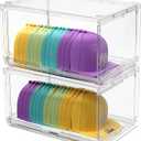 2 Pack Large Hat Organizer Box, Stackable Clear Baseball Caps Holder Box Containers with Sliding Door for Hats Snapback Cap Storag, Hat Rack Display Case, Holds 20 Hats Each -Clear