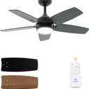 Ceiling Fan 36'' for Small Room: Matte Black Modern Fans with Light Remote Control - Reversible Quiet DC Motor Dimmable with 6 Speeds for Bedroom Office