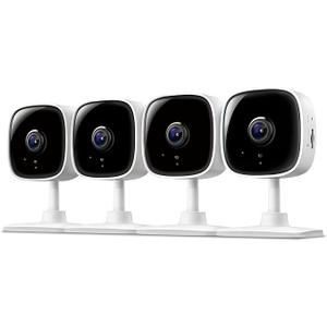 Tapo 1080P Indoor Wired Security Camera  Works as a Baby & Pet Monitor, Motion Detection, 2Way Audio, Siren, Night Vision, SubscriptionFree Local or Optional Cloud, Works with Alexa, C100(4Pack) Unopened