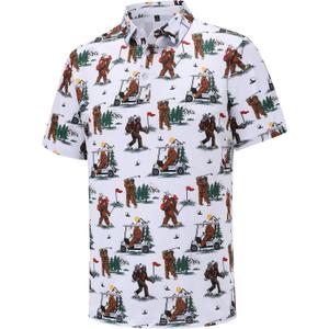 Men's Golf Polo Shirts Funny Golf Shirts for Men Performance Moisture Wicking Quick Dry Athletic Short Sleeve Shirts, L