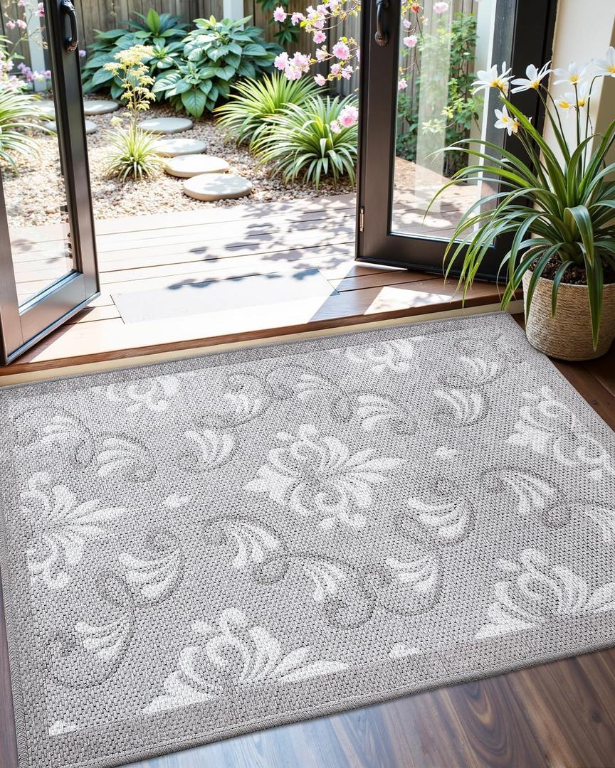 DEXI Door Mat 39x60, Washable Floral Entryway Mats Low Profile, Absorbent Muddy Dirt Doormats for Entrance Inside Home, Porch