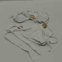 SHENHE Women's Cheeky Two Piece String Bikini Set Shell Ring Ruched Brazilian Thong Swimsuits (White), Small