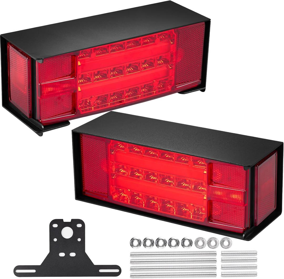 Hifybaty LED Trailer Lights Kit - Submersible Rectangular Trailer Tail Light Kit with Metal Box, Utility Brake Stop Turn License Trail Lights for Boat Trailer RV Truck Camper Tractors Canoes