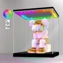 LANSCOERY Clear Acrylic Display Case with RGBW LED Light, Showcase and Display Box, Dustproof with UV Protection, Perfect for Figures Collectibles - 17.7x17.7x17.7inch