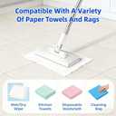 Snap Grip Mini Mop - Zero Touch No Wash Lazy Mop, Compatible with Swiffer & Face Towels, Adjustable for Wet/Dry Floors, Tile, Hardwood, Corners (5 Reusable Cloths)