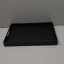 Beautiful Modern Elegant 17.5"x12" Rectangle Classic Black Faux Leather Decorative Tray Ottoman Coffee Table Perfume Living Room Kitchen Serving Tray with Handles for All Occasion's