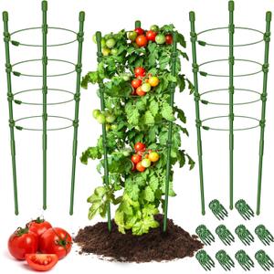 Legigo 3 Pack 30 Inch Plant Support Cages Tomato Cage for Garden- Plant Cages Adjustable Rings, Tomato Plant Support Stakes Trellis for Pots, Peppers, Cucumbers and Flowers with 10 Plant Clips
