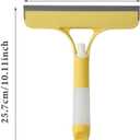 BrightSwipe Glass Cleaner, 3 in 1 Window Squeegee Cleaner with Spray Bottle and Scrubber  Multi-Function Glass Cleaning Tool for Shower, Car, Mirrors, Tile, and Home Windows (Yellow)