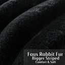 FUTEI Black Decorative Throw Pillow Covers 20x20 Inch Set of 2, Square Soft Faux Rabbit Fur Thick Striped Cushion Cover,Spring Home Decor for Couch Bed Living Room