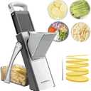 SupMaKin Upgrade Safe Mandoline Slicer for Kitchen, Bigger Size Adjustable Vegetable Onion Chopper,Potato Slicer Fry Cutter, Kitchen Chopping Artifact (GrayWhite)