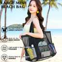 Fammart Mesh Beach Bag for Women, Large Beach Toy Pool Bag with Zipper Pocket, SandProof Cruise Essentials 2026 Family Travel