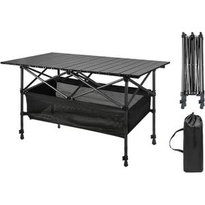Foldable Camping Table, Portable Aluminum Folding Camp Table That Fold Up Lightweight, Grill Beach Table for Outdoor, Backyard, BBQ, Party, Patio, Picnic (47.2*21.6*29.5, Carbon Black)