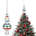 Gejoy Mexican Glass Christmas Finials Tree Topper Platos De Barro Ornaments Cielito Lindo Spherical Blown Glass Mexicanos Tree Topper Finials Holiday Indoor Suitable for Party Decoration, 9.8 Inches  
