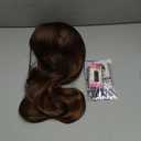 Aientt Highlight Brown Mix Honey Blonde Layered Wig with Curtain Bangs, Long Layered Blonde Synthetic Wavy Middle Part Butterfly Wigs for Black White Women Party Cosplay Costume 24Inch 8H27