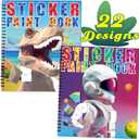 90shine 2PCS Sticker Books for Kids Boys Ages 4-8 Dinosaur Space Designs Party Gift Create 22 Pictures