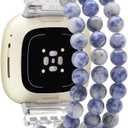 C&L Accessories Bracelets Compatible with Fitbit Versa 3 Bands/Versa 4 Bands/Fitbit Sense 2/Sense Bands for Women Men Beaded Gemstone