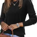 Arach&Cloz Women's Wool Blend Classic Crew Neck Casual Fall Sweaters (Black, S)