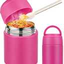10oz Soup Thermo for Hot Food Kids Insulated Food Jar with Spoon Wide Mouth Stainless Steel Lunch Container Leak Proof Vacuum Food Box for School Travel Picnic Rosy