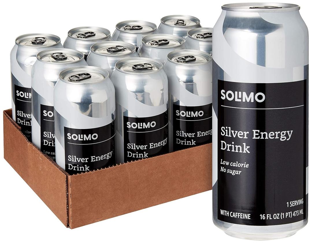Solimo Silver Energy Drink, Sugar Free, 16 fl oz (Pack of 12)