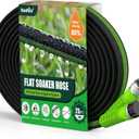 RAINPOINT 25ft Flat Soaker Hose, 80% Water-Saving Drip Irrigation Hose, Leakproof and Flexible with Anodized Aluminum Ends, Double Layer Gardening Hoses for Gardens, Vegetables and Trees, Green