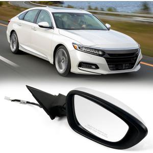 Right Passenger Side Door Mirror For Honda Accord LX, Sport 2018-2022  Power  Non-Heated No-Turn signal Match to Platinum White Pearl Replaces HO1321328 76208-TVA-A02 (3pin)