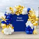 187PCS Royal Blue and Gold Balloons Arch Garland Kit, 5 10 12 18inch Royal Blue and Gold White Balloons with Gold Foil Balloons for Baby Shower Anniversary Wedding New Year Birthday Party Decorations