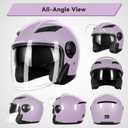Adult 3/4 Open Face Motorcycle Helmet, Dual Visor, DOT Approved, Purple, M